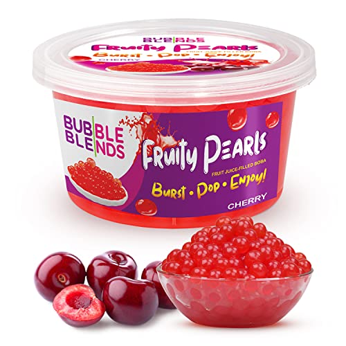 Popping Boba Fruchtperlen Kirsche - 450g Bubble Blends BobaPerlen mit Fruchtsaft – Milchfrei, 100% Fett- & Glutenfrei - Boba Bubble Tea Perlen - Getränkezugabe oder Verzierung von Bubble Blends