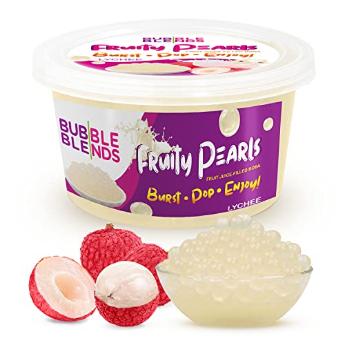 Popping Boba Fruchtperlen Lychee Sortenpaket - 450g Bubble Blends Boba Perlen mit Fruchtsaft – Milchfrei, 100 % Fett- & Glutenfrei - Boba Bubble Tea Perlen - Getränkezugabe oder Verzierung von Bubble Blends