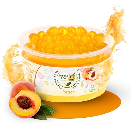 Bubble Tea Express – Fruchtige Popping Boba Perlen Peach 490g | Bubble Tea Perlen mit fruchtigem Geschmack | Vegan, Glutenfrei, Laktosefrei | Fruchtsaftperlen mit Algenhülle… von Bubble Tea Express