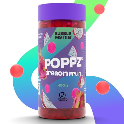 BubbleMania POPPZ® Bubble Tea Perlen | 450 g Fruchtperlen – Drachenfrucht | Vegane Boba Tapioka Perlen für Getränke & Desserts von BubbleMania