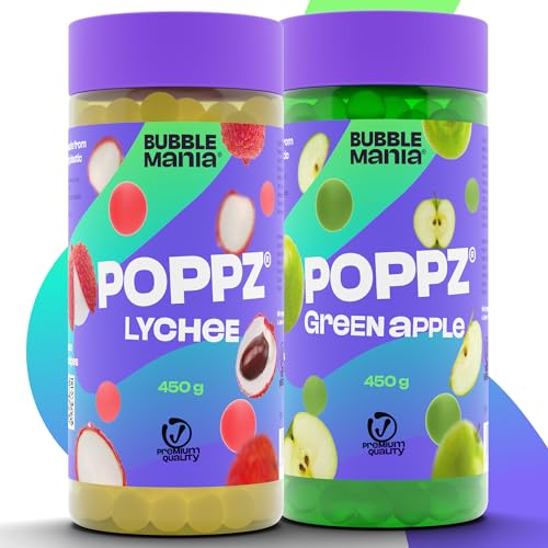 BubbleMania POPPZ® Bubble Tea Perlen | Boba Tapioka Perlen | Fruchtperlen (2er Pack Lychee, Apple) von BubbleMania