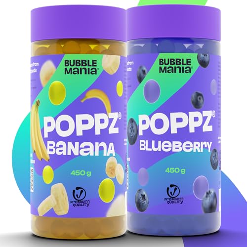 BubbleMania Bubble Tea Perlen - Bubbles für Bubble Tea, Popping boba Perlen Banane, Blueberry, Tapioka Fruchtperlen und Boba Perlen 100% vegan und glutenfrei Fertig für den Verzehr (Pack of 2) von BubbleMania
