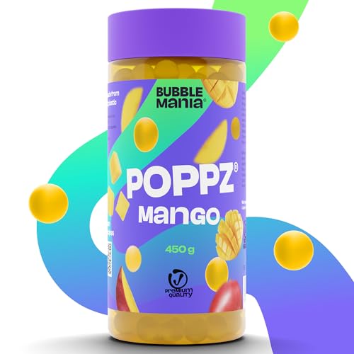 BubbleMania POPPZ® Bubble Tea Perlen | Boba Tapioka Perlen | Fruchtperlen (450 g - Mango) von BubbleMania