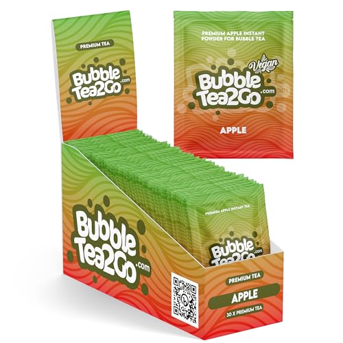 BubbleTea2Go - Apple Bubble Tea Pulver (30 Portionen) - Getränkepulver für Milch, Erfrischender Bubble Tee Pulver Mix, Instant Pulver für Boba Tea, Eistee, Slushies, Smoothie, Eiskaffee & mehr von BubbleTea2Go