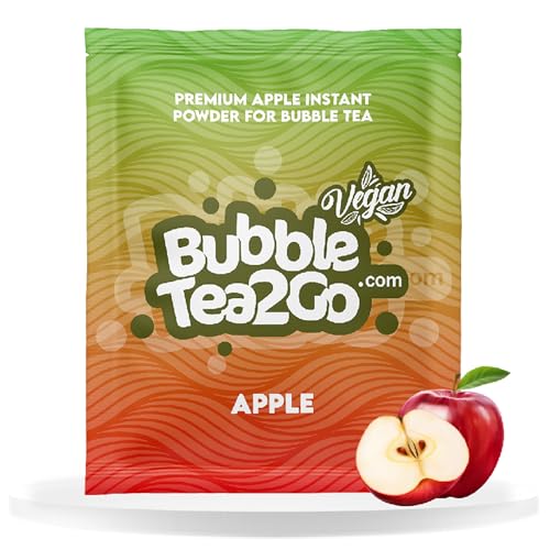 BubbleTea2Go - Apple Bubble Tea Pulver 5g -Getränkepulver für Milch, Erfrischender Bubble Tee Pulver Mix, Instant Pulver für Boba Tea, Eistee, Slushies, Smoothie, Eiskaffee & mehr von BubbleTea2Go