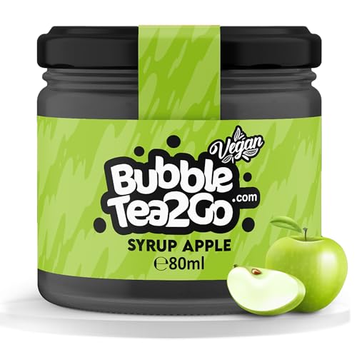 BubbleTea2Go - Apple Bubble Tea Sirup 80ml - Vegan, Halal, Natürliches Boba Tea Getränkesirup, Frucht Sirup für Wasser, Slushies, Sodastream, Smoothie, Eiskaffee & mehr von BubbleTea2Go