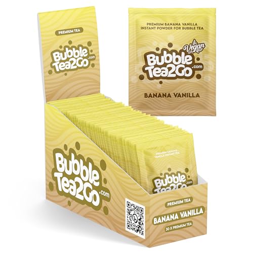 BubbleTea2Go - Banana & Vanilla Bubble Tea Pulver (30 Portionen) - Getränkepulver für Milch, Erfrischender Bubble Tee Pulver Mix, Instant Pulver für Boba Tea, Eistee, Slushies, Smoothie, Eiskaffee von BubbleTea2Go