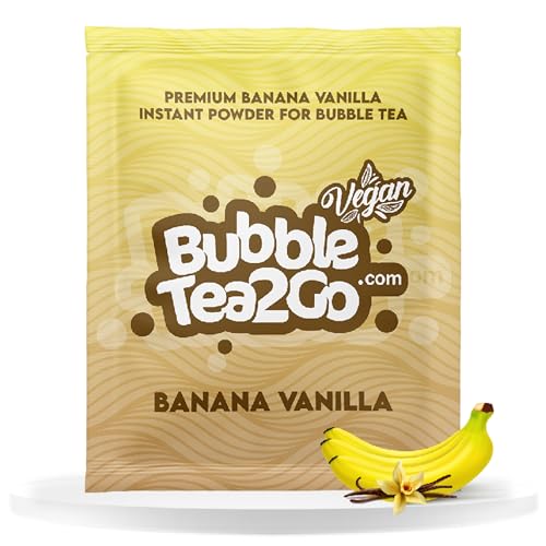 BubbleTea2Go - Banana & Vanilla Bubble Tea Pulver 5g - Getränkepulver für Milch, Erfrischender Bubble Tee Pulver Mix, Instant Pulver für Boba Tea, Eistee, Slushies, Smoothie, Eiskaffee & mehr von BubbleTea2Go