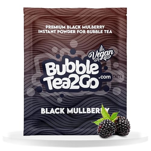 BubbleTea2Go - Black Mulberry Bubble Tea Pulver 5g -Getränkepulver für Milch, Erfrischender Bubble Tee Pulver Mix, Instant Pulver für Boba Tea, Eistee, Slushies, Smoothie, Eiskaffee & mehr von BubbleTea2Go