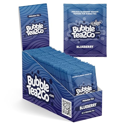 BubbleTea2Go - Blueberry Bubble Tea Pulver (30 Portionen) - Getränkepulver für Milch, Erfrischender Bubble Tee Pulver Mix, Instant Pulver für Boba Tea, Eistee, Slushies, Smoothie, Eiskaffee & mehr von BubbleTea2Go