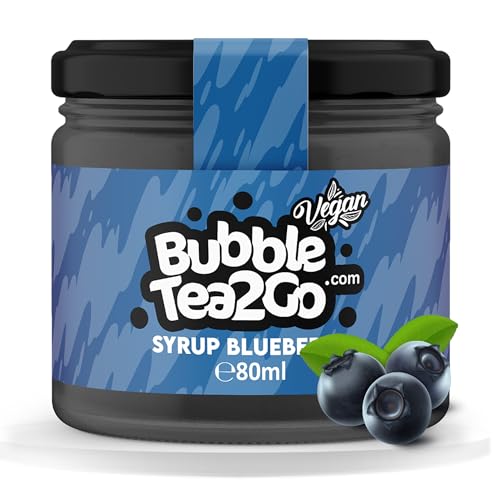 BubbleTea2Go - Blueberry Bubble Tea Sirup 80ml - Vegan, Halal, Natürliches Boba Tea Getränkesirup, Frucht Sirup für Wasser, Slushies, Sodastream, Smoothie, Eiskaffee & mehr von BubbleTea2Go