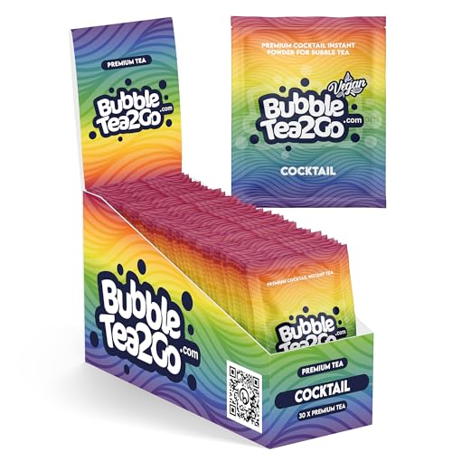 BubbleTea2Go - Cocktail Bubble Tea Pulver (30 Portionen) - Getränkepulver für Milch, Erfrischender Bubble Tee Pulver Mix, Instant Pulver für Boba Tea, Eistee, Slushies, Smoothie, Eiskaffee & mehr von BubbleTea2Go