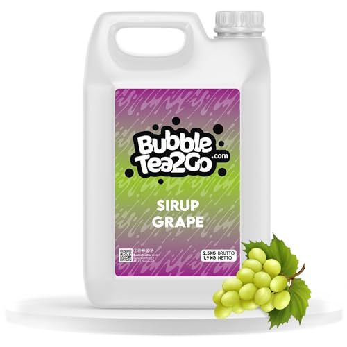 BubbleTea2Go - Grape Bubble Tea Sirup 1900ml - Vegan, Halal, Natürliches Boba Tea Getränkesirup, Frucht Sirup für Wasser, Slushies, Sodastream, Smoothie, Eiskaffee & mehr von BubbleTea2Go