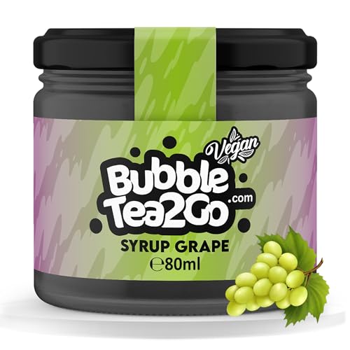 BubbleTea2Go - Grapes Bubble Tea Sirup 80ml - Vegan, Halal, Natürliches Boba Tea Getränkesirup, Frucht Sirup für Wasser, Slushies, Sodastream, Smoothie, Eiskaffee & mehr von BubbleTea2Go