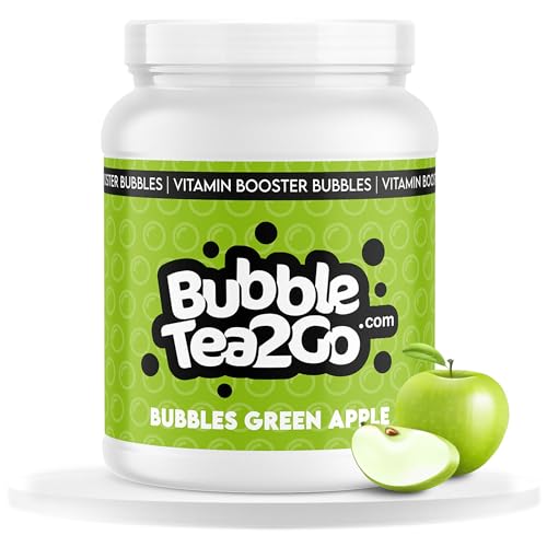 BubbleTea2Go - Green Apple Bubble Tea Perlen 1200g, 100% Vegan, Halal, Bubbles aus Natürlicher Algae, Popping Boba Fruchtperlen, Boba Perlen für Bubble Tea, Aromaperlen- Vitaminen B6, B12, Biotin von BubbleTea2Go