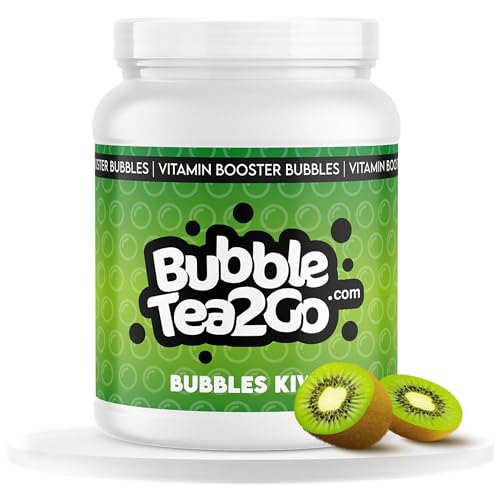 BubbleTea2Go - Kiwi Bubble Tea Perlen 1200g, 100% Vegan, Halal, Bubbles aus Natürlicher Algae, Popping Boba Fruchtperlen, Boba Perlen für Bubble Tea Drink, Aromaperlen- Vitaminen B6, B12, Biotin von BubbleTea2Go