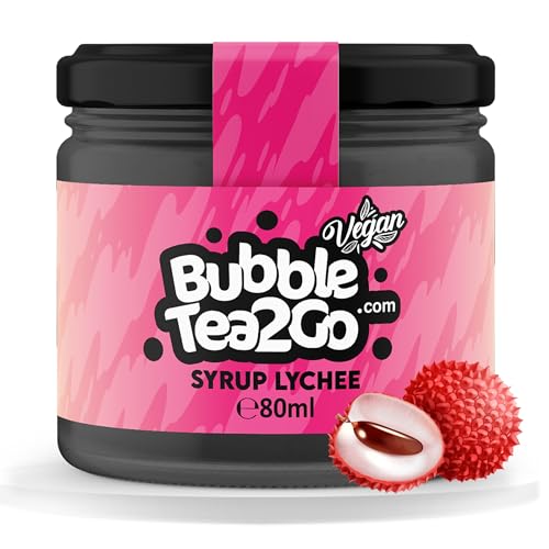 BubbleTea2Go - Lychee Bubble Tea Sirup 80ml - Vegan, Halal, Natürliches Boba Tea Getränkesirup, Frucht Sirup für Wasser, Slushies, Sodastream, Smoothie, Eiskaffee & mehr von BubbleTea2Go