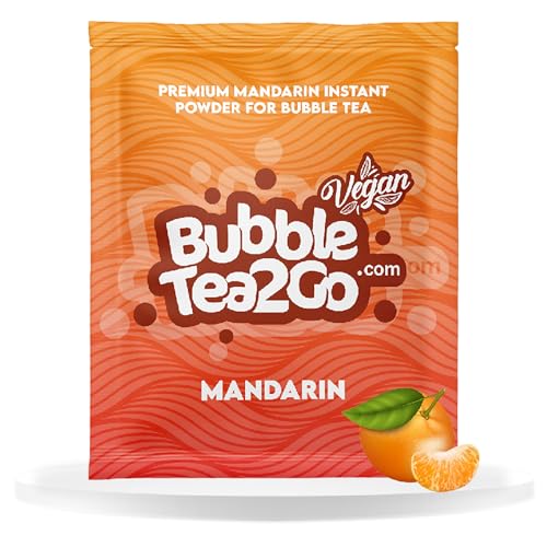 BubbleTea2Go - Mandarin Bubble Tea Pulver 5g - Getränkepulver für Milch, Erfrischender Bubble Tee Pulver Mix, Instant Pulver für Boba Tea, Eistee, Slushies, Smoothie, Eiskaffee & mehr von BubbleTea2Go