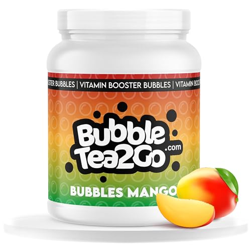 BubbleTea2Go - Mango Bubble Tea Perlen 1200g, 100% Vegan, Halal, Bubbles aus Natürlicher Algae, Popping Boba Fruchtperlen, Boba Perlen für Bubble Tea Drink, Aromaperlen- Vitaminen B6, B12, Biotin von BubbleTea2Go