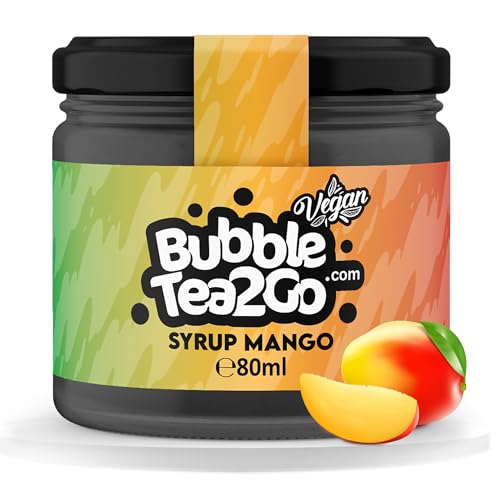 BubbleTea2Go - Mango Bubble Tea Sirup 80ml - Vegan, Halal, Natürliches Boba Tea Getränkesirup, Frucht Sirup für Wasser, Slushies, Sodastream, Smoothie, Eiskaffee & mehr von BubbleTea2Go