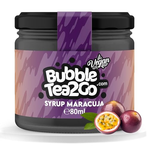 BubbleTea2Go - Maracuja Bubble Tea Sirup 80ml - Vegan, Halal, Natürliches Boba Tea Getränkesirup, Frucht Sirup für Wasser, Slushies, Sodastream, Smoothie, Eiskaffee & mehr von BubbleTea2Go