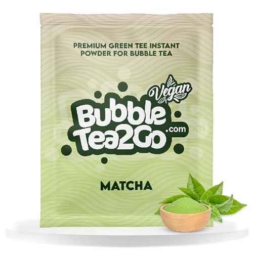 BubbleTea2Go - Matcha Bubble Tea Pulver 5g - Getränkepulver für Milch, Erfrischender Bubble Tee Pulver Mix, Instant Pulver für Boba Tea, Eistee, Slushies, Smoothie, Eiskaffee & mehr von BubbleTea2Go