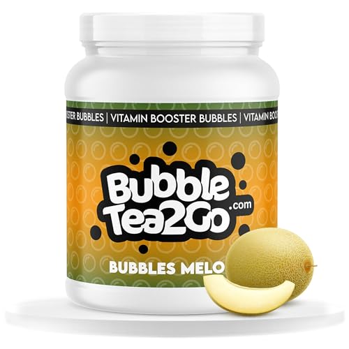 BubbleTea2Go - Melon Bubble Tea Perlen 1200g, 100% Vegan, Halal, Bubbles aus Natürlicher Algae, Popping Boba Fruchtperlen, Boba Perlen für Bubble Tea Drink, Aromaperlen- Vitaminen B6, B12, Biotin von BubbleTea2Go