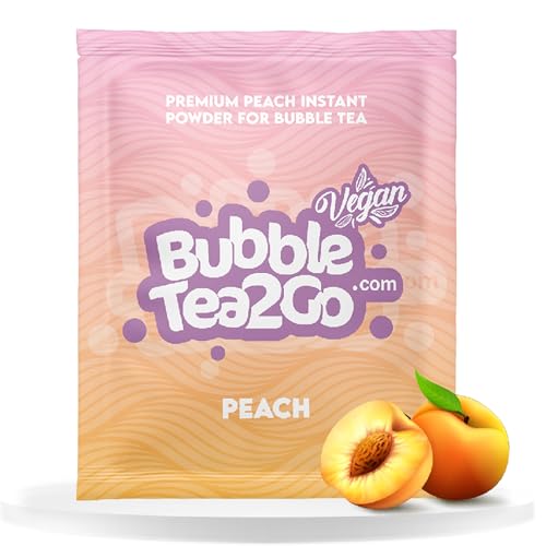 BubbleTea2Go - Peach Bubble Tea Pulver 5g - Getränkepulver, Erfrischender Bubble Tee Pulver Mix, Instant Pulver für Boba Tea, Eistee, Slushies, Smoothie, Eiskaffee & mehr von BubbleTea2Go