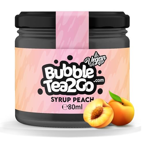 BubbleTea2Go - Peach Bubble Tea Sirup 80ml - Vegan, Halal, Natürliches Boba Tea Getränkesirup, Frucht Sirup für Wasser, Slushies, Sodastream, Smoothie, Eiskaffee & mehr von BubbleTea2Go