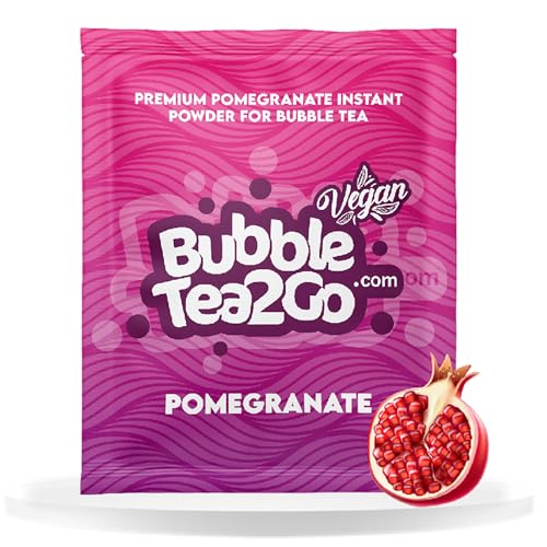 BubbleTea2Go - Pomegranate Bubble Tea Pulver 5g - Getränkepulver für Milch, Erfrischender Bubble Tee Pulver Mix, Instant Pulver für Boba Tea, Eistee, Slushies, Smoothie, Eiskaffee & mehr von BubbleTea2Go