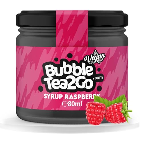 BubbleTea2Go - Raspberry Bubble Tea Sirup 80ml - Vegan, Halal, Natürliches Boba Tea Getränkesirup, Frucht Sirup für Wasser, Slushies, Sodastream, Smoothie, Eiskaffee & mehr von BubbleTea2Go