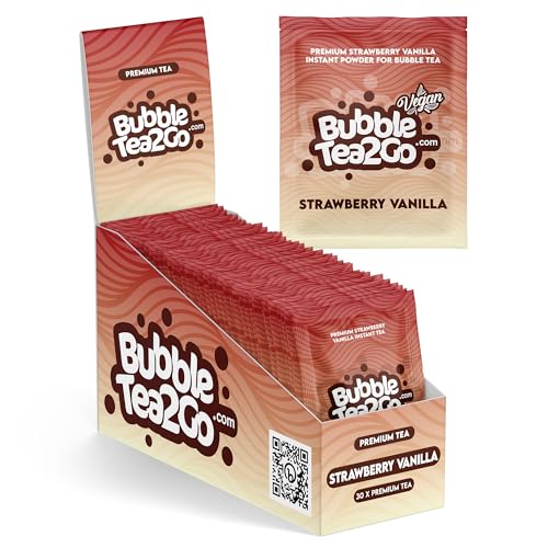 BubbleTea2Go - Strawberry & Vanilla Bubble Tea Pulver (30 Portionen) - Getränkepulver für Milch, Erfrischender Bubble Tee Pulver Mix, Instant Pulver für Boba Tea, Eistee, Slushies, Smoothie, Eiskaffee von BubbleTea2Go