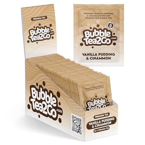 BubbleTea2Go - Vanilla Pudding & Cinnamon Bubble Tea Pulver (30 Portionen) - Getränkepulver für Milch, Erfrischender Bubble Tee Pulver Mix, Instant Pulver für Boba Tea, Eistee, Slushies, Smoothie von BubbleTea2Go