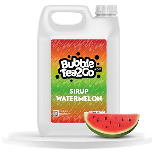 BubbleTea2Go - Watermelon Bubble Tea Sirup 1900ml - Vegan, Halal, Natürliches Boba Tea Getränkesirup, Frucht Sirup für Wasser, Slushies, Sodastream, Smoothie, Eiskaffee & mehr von BubbleTea2Go