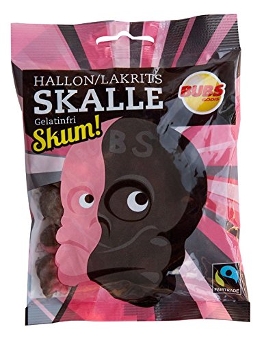 Bubs Cool Raspberry Liquorice Foam Skull Bag Sweet 90g Bag - Scandinavian Candy & Sweets von Bubs