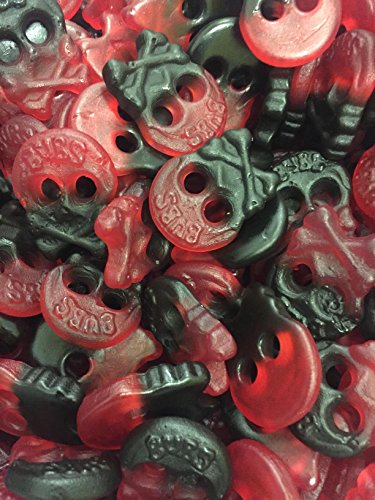 Bubs Mini Raspberry Liquorice Skulls Sweet 950g - Scandinavian Candy & Sweets von Bubs Godis