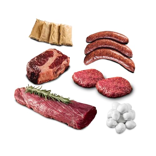 Büffel Bill Kennenlernpaket I Büffelfleisch Variationen für Genießer I Original vom italienischen Wasserbüffel I Bratwurst, Steak, Filet, Mozzarella von Büffel Bill