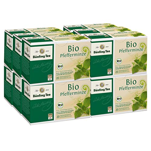 Bünting Tee Pfefferminze 12er Pack – Bio Kräutertee – 12 x 20 Teebeutel von Bünting Tee