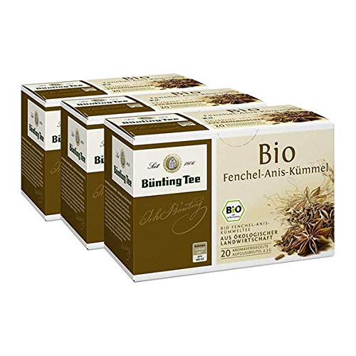 Bünting Tee Fenchel-Anis-Kümmel 3er Pack – Bio Kräutertee – 3 x 20 Teebeutel von Bünting Tee