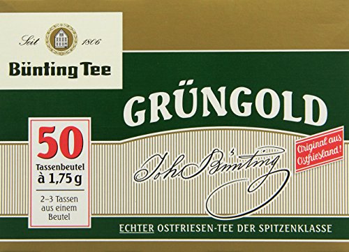 Bünting Tee Grüngold Echter Ostfriesentee 50 x 1.75 g Beutel, 10er Pack (10 x 88 g) von Bünting Tee