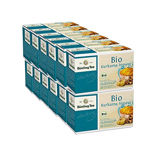 Bünting Tee Kurkuma-Ingwer 12er Pack – Bio Kräutertee mit Gewürzen – 12 x 20 Teebeutel von Bünting Tee