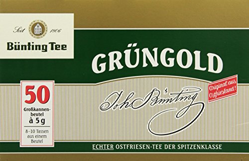 Bünting Tee Grüngold Echter Ostfriesentee 50 x 5 g Beutel, 4er Pack (4 x 250 g) von Bünting Tee