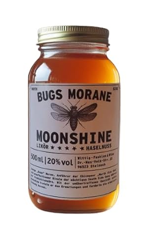Bugs Morane Moonshine I North Side - Nuss I Handwerklich hergestellter Likör I Premium Schnaps nach Chicagoer Tradition I Natürliche Zutaten I Geschenkidee I 20% Vol. Alkohol (0,5 l) I Vegan von Bugs Morane Moonshine