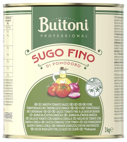 BUITONI Professional Sugo di Pomodoro Fino, Fertige Tomatensauce, fruchtige und süße Sauce mit einer ausgewogenen Zwiebel- und Öl Würze, 1er Pack (1 x 3 kg Dose) von Buitoni