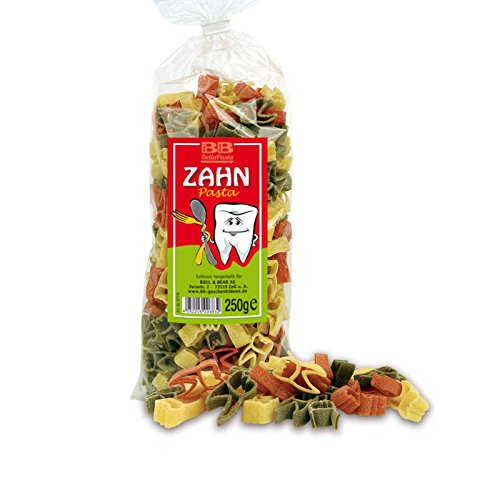 Bull & Bear bunte Zahn Nudeln, 250g, Motivnudeln aus Hartweizengrieß, handgefertigt in deutscher Manufaktur, Pasta Geschenk von Bull & Bear