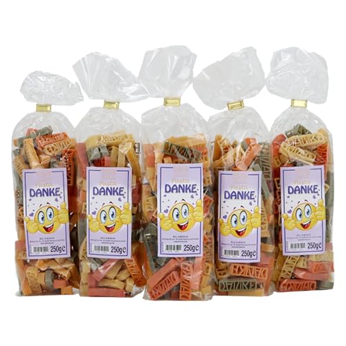 Bull & Bear `Danke´ Pasta Geschenkset, 5x 250g Nudeln mit Schriftzug von Bull & Bear