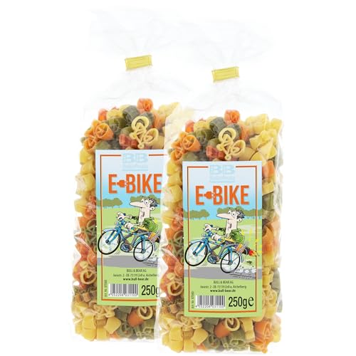 Bull & Bear bunte E-Bike Nudeln, 2x 250g, Motivnudeln aus Hartweizengrieß, handgefertigt in deutscher Manufaktur, Pasta Geschenk von Bull & Bear