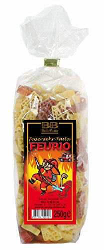 Bull & Bear bunte Feuerwehr Nudeln 250g, Motivnudeln aus Hartweizengrieß, handgefertigt in deutscher Manufaktur, Pasta Geschenk von Bull & Bear