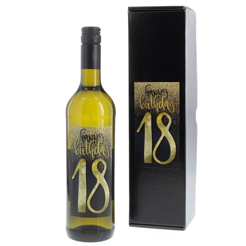 Bull & Bear Wein-Geschenk"Happy Birthday 18", Geschenk zur Volljährigkeit, Weisswein 13%, trocken von Bull & Bear