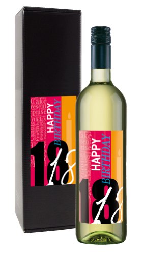 Bull & Bear Wein-Geschenk Happy Birthday 18", Geschenk zur Volljährigkeit, Weisswein 13%, trocken von Bull & Bear